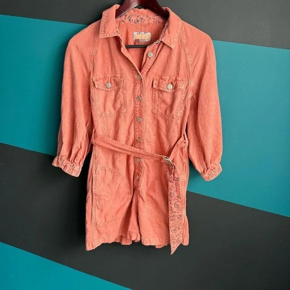 Pilcro Coral Button-Up Romper - Picture 3 of 11